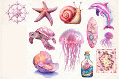 Pink Sea Adventure Clipart Bundle 2 - CraftNest - Digital Crafting and Art