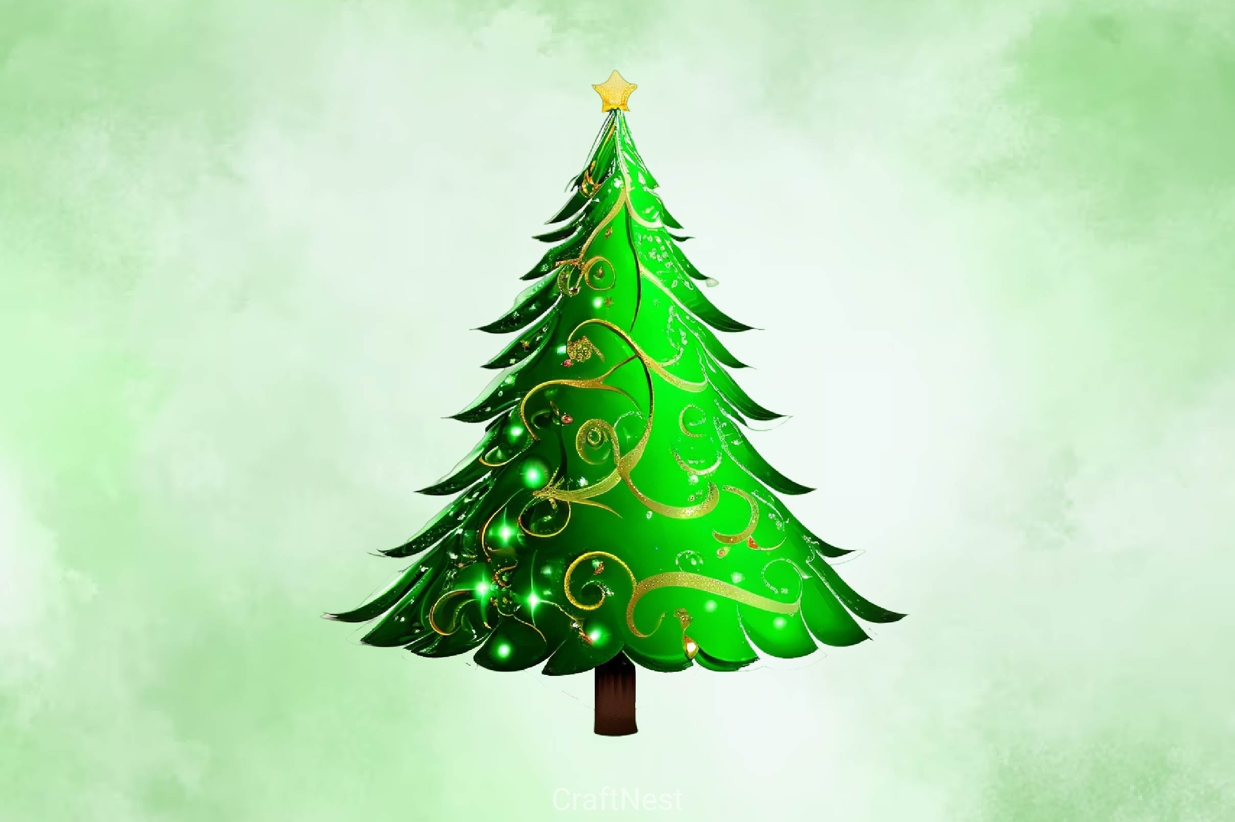 Green Glam Christmas Tree Clipart Bundle - CraftNest - Digital Crafting and Art