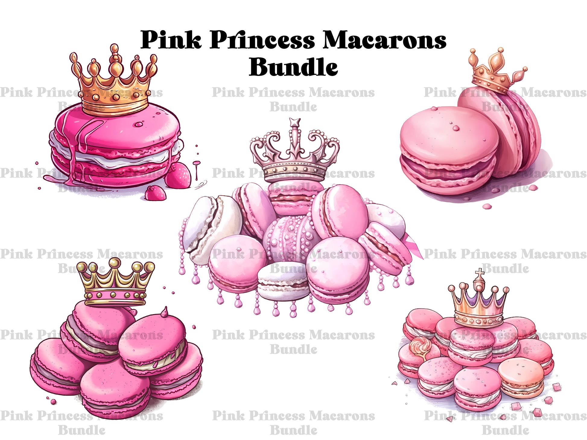 Pink Princess Macarons Clipart - CraftNest