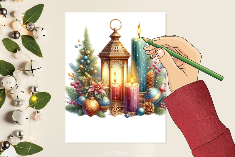Christmas Candles & Lantern Clipart Bundle - CraftNest - Digital Crafting and Art