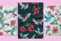 Winter Hummingbirds Digital Papers - CraftNest - Digital Crafting and Art