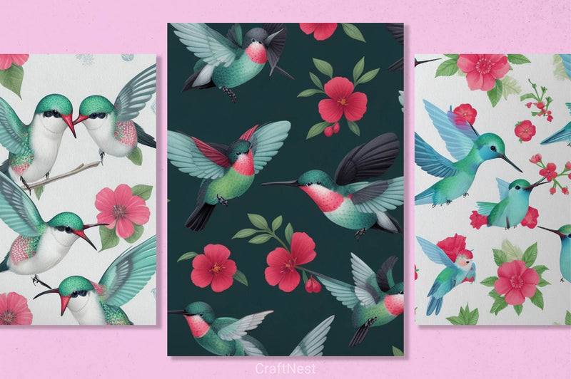 Winter Hummingbirds Digital Papers - CraftNest - Digital Crafting and Art