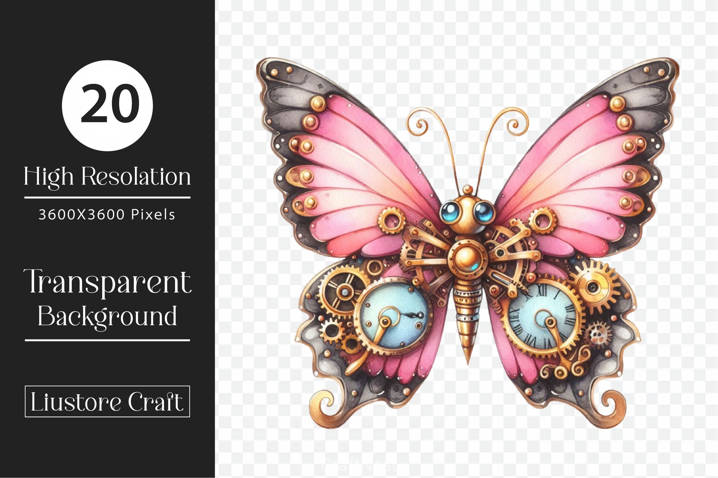 Steampunk Butterfly Clipart Bundle - CraftNest - Digital Crafting and Art
