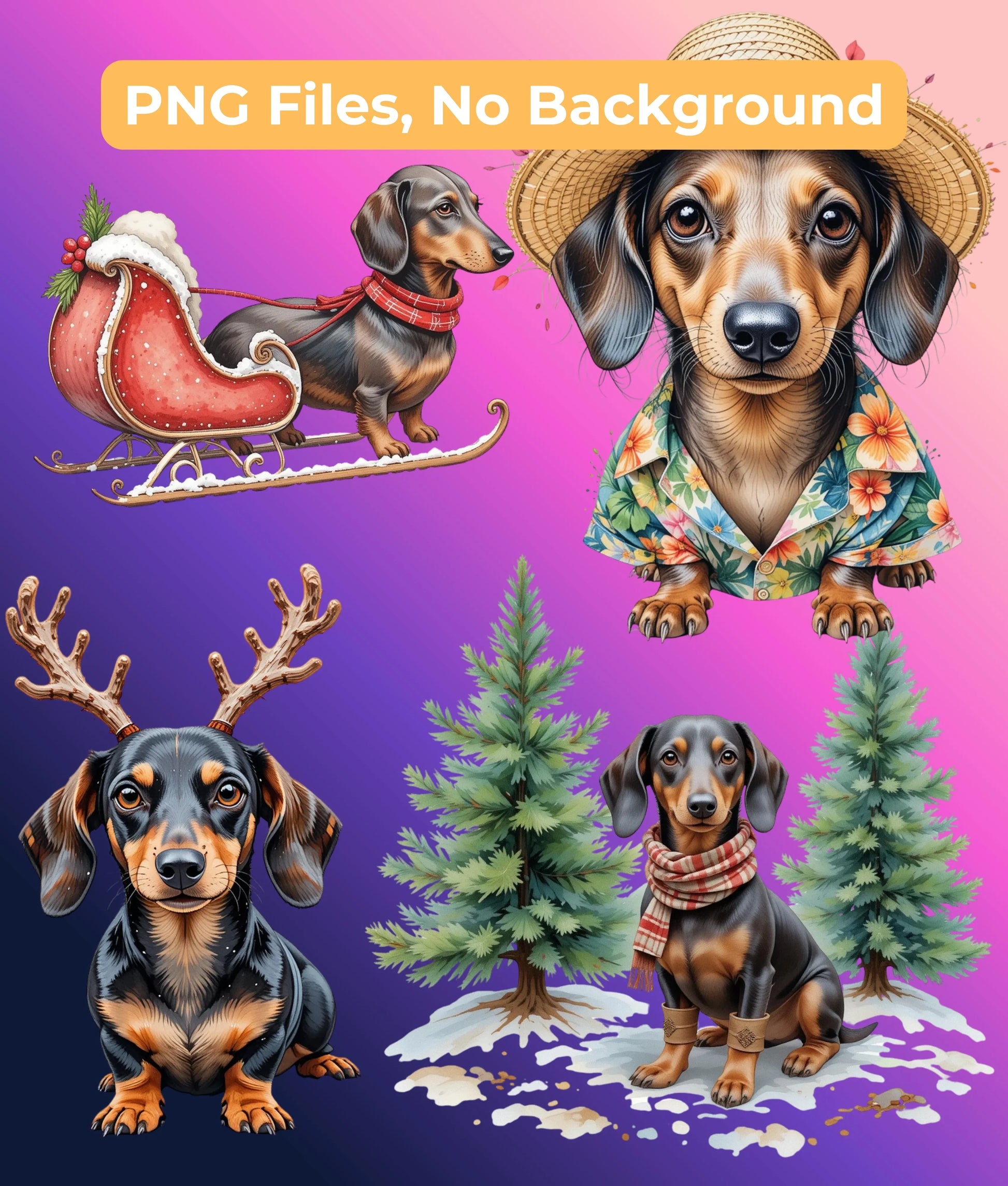 Dachshund Through the Seasons Clipart Bundle - CraftNest - Digital Crafting and Art
