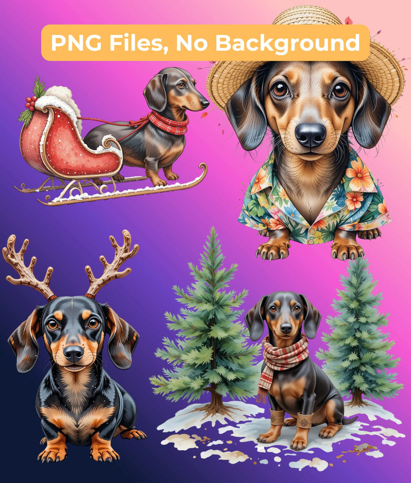 Dachshund Through the Seasons Clipart Bundle - CraftNest - Digital Crafting and Art