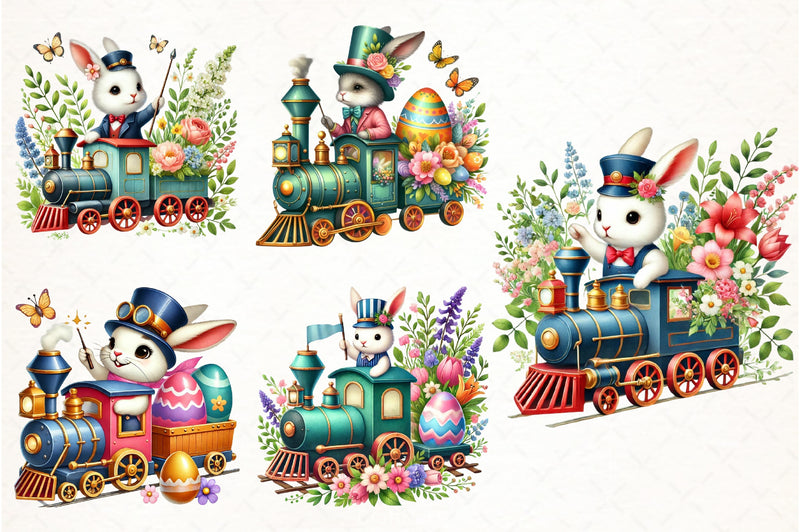 Easter Bunny Train Clipart Bundle - CraftNest - Digital Crafting and Art