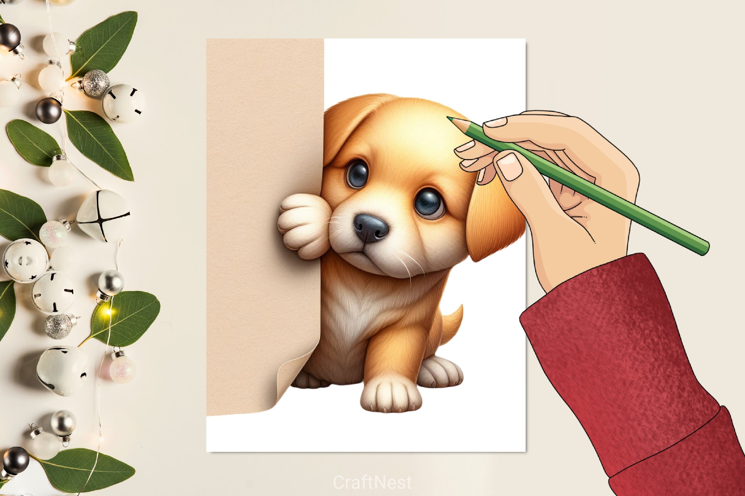 Cute Dog Peeking Clipart Bundle - CraftNest - Digital Crafting and Art