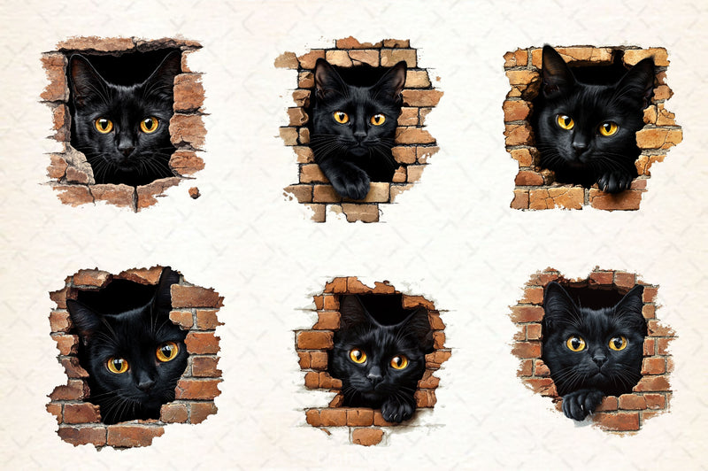 Peeking Black Cat Clipart Bundle 3 - CraftNest - Digital Crafting and Art