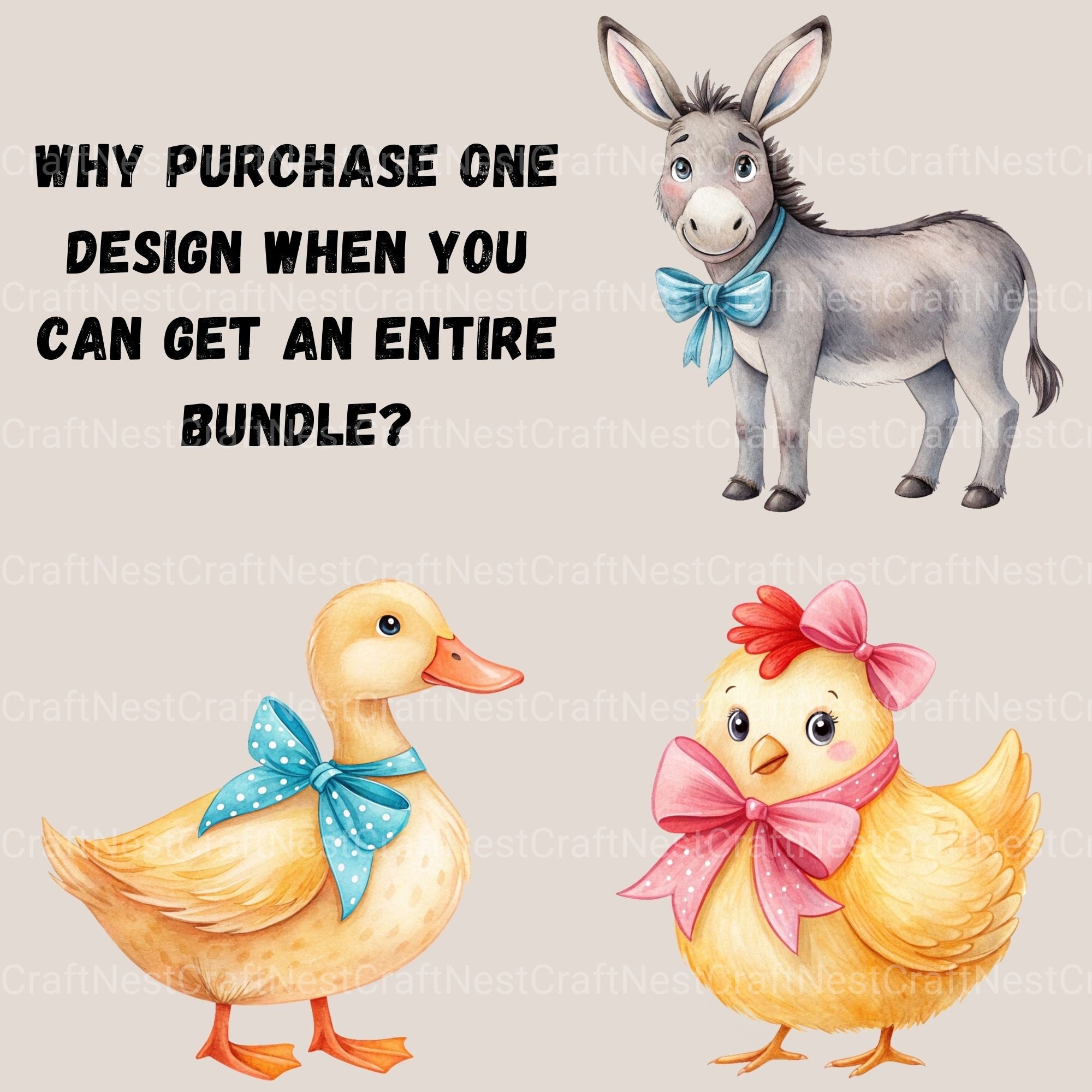 Farm Animal Coquette Clipart Bundle - CraftNest - Digital Crafting and Art