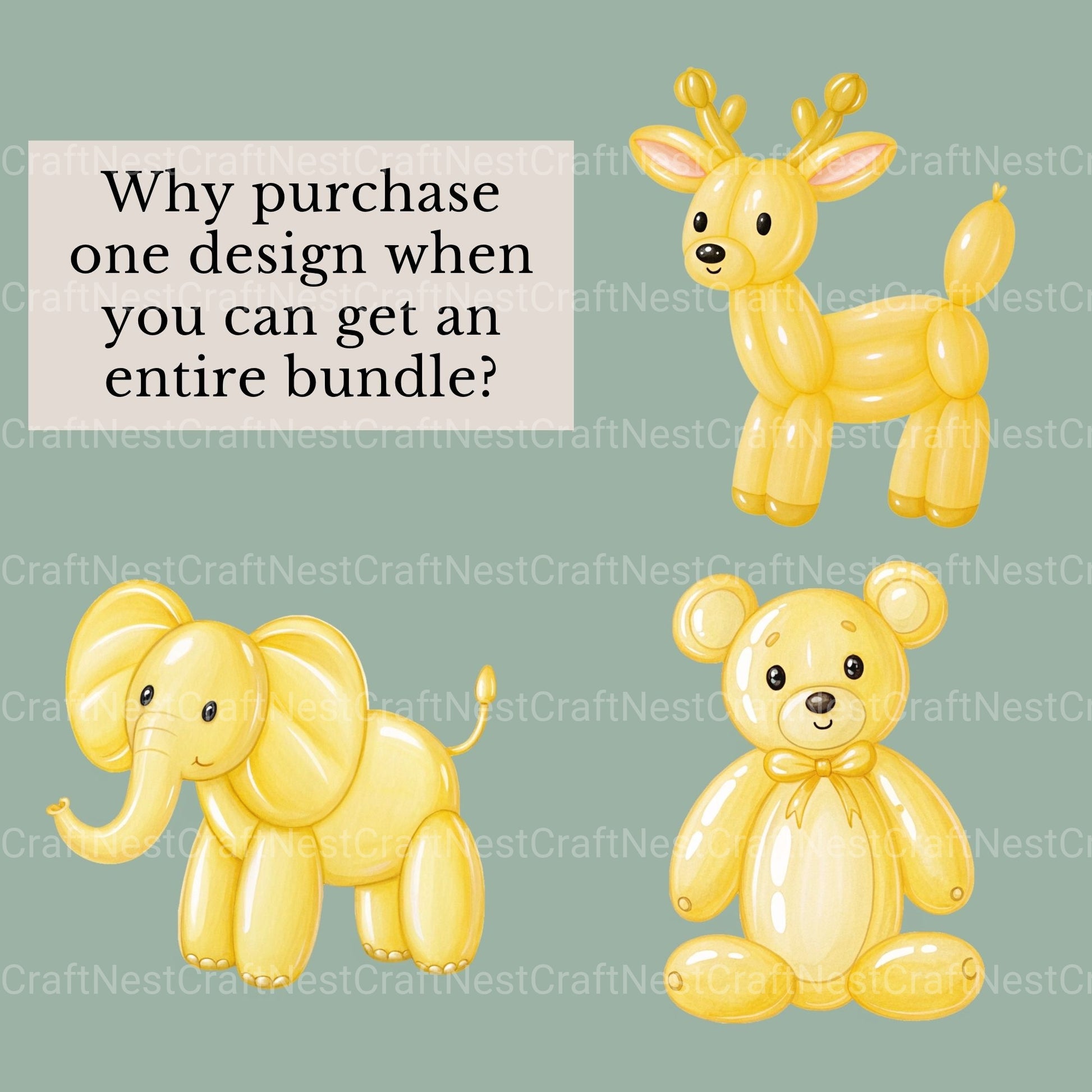 Balloon Animals Yellow Clipart Bundle - CraftNest - Digital Crafting and Art