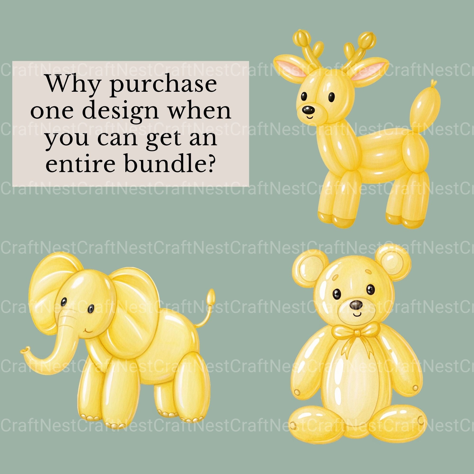 Balloon Animals Yellow Clipart Bundle - CraftNest - Digital Crafting and Art