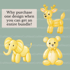 Balloon Animals Yellow Clipart Bundle - CraftNest - Digital Crafting and Art