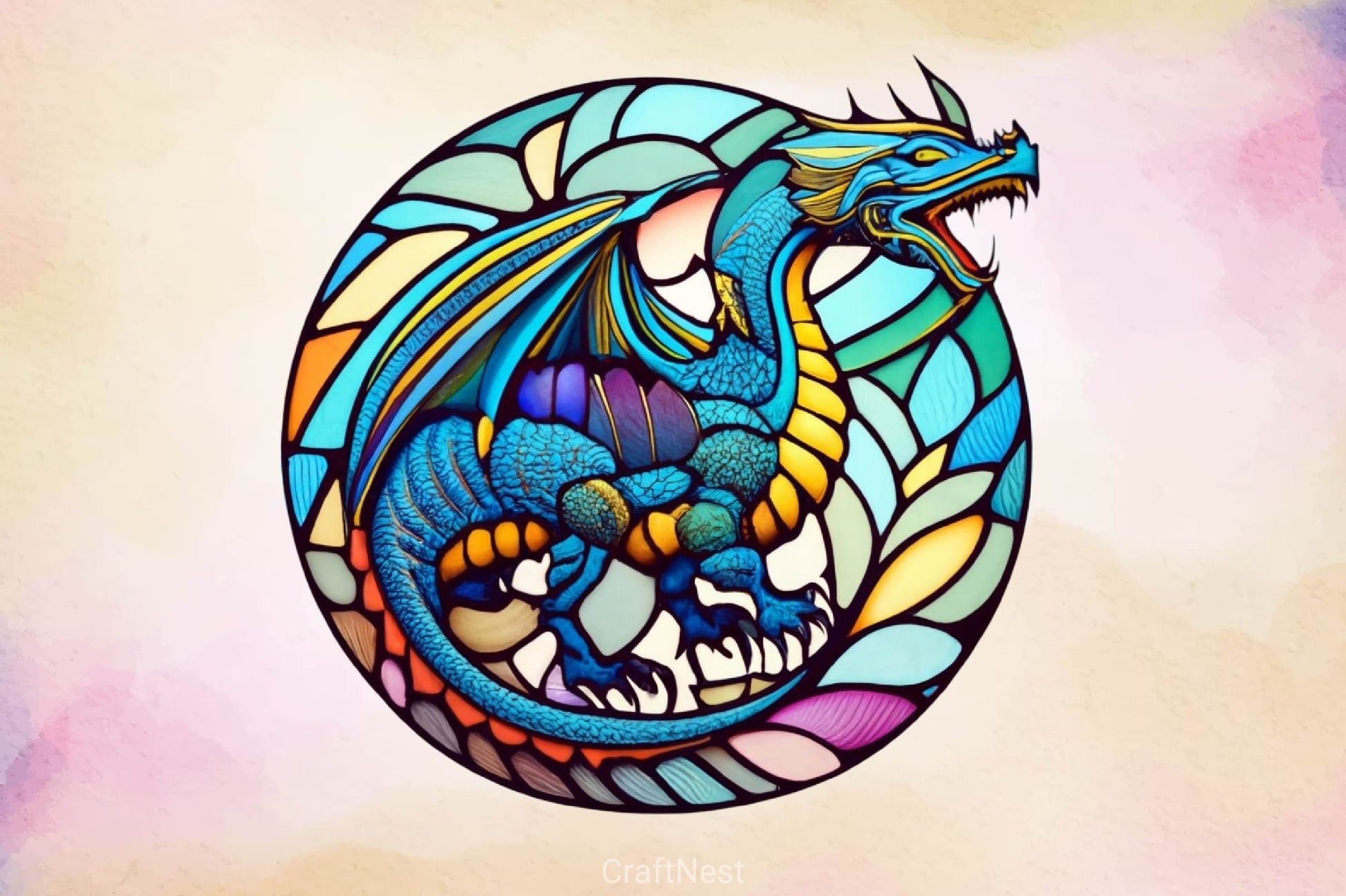 Stained Round Glass Dragon Clipart Bundle - CraftNest - Digital Crafting and Art