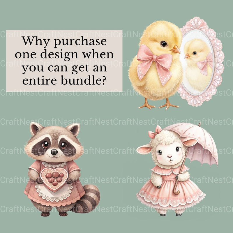Coquette Animals Clipart Bundle - CraftNest - Digital Crafting and Art