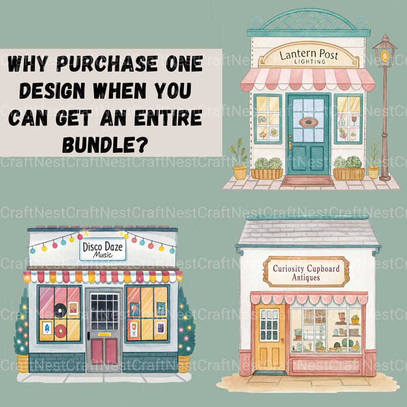 Village Shops Clipart Bundle - CraftNest - Digital Crafting and Art