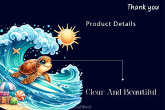 Summer Turtle Surfing On Wave Clipart Bundle 2 - CraftNest - Digital Crafting and Art