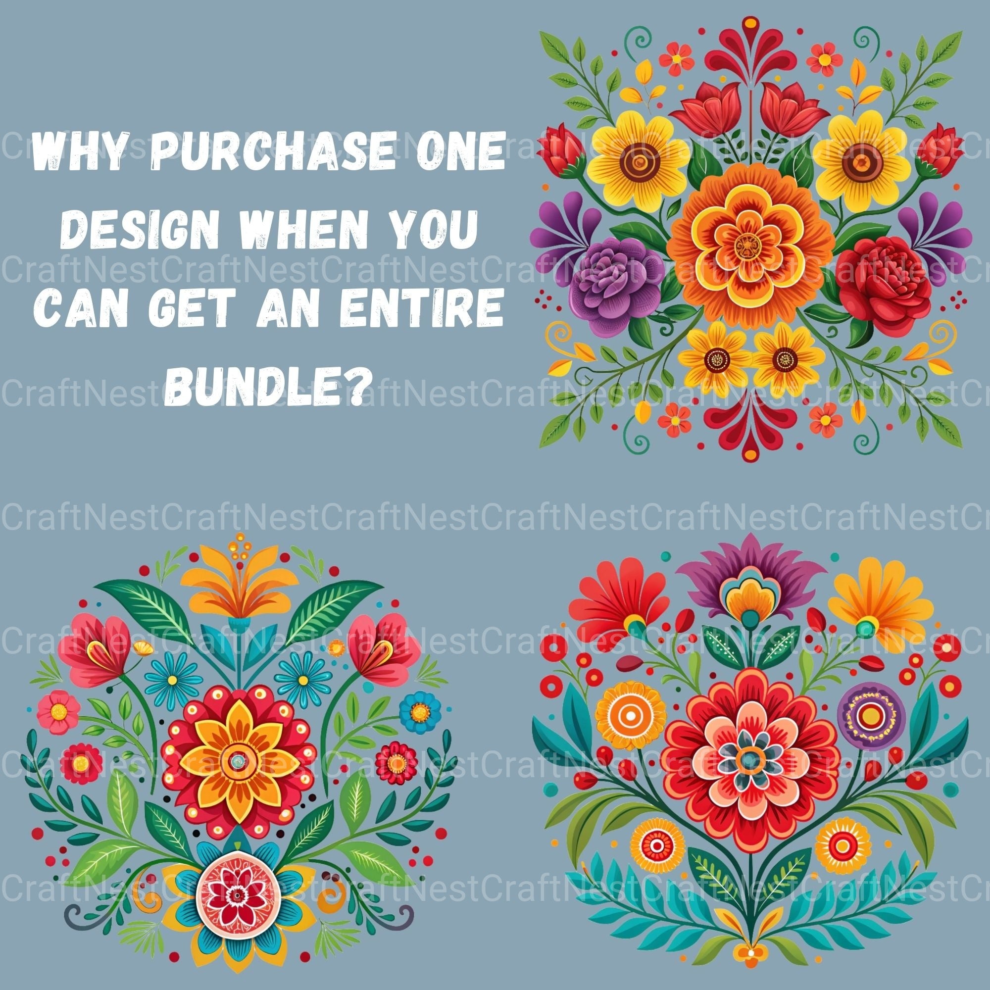 Mexican Flowers 3 Clipart Bundle - CraftNest - Digital Crafting and Art