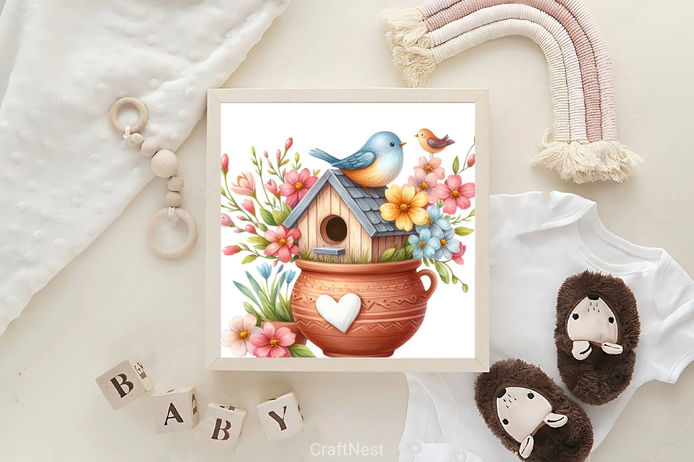 Spring Bird Nest Clipart Bundle - CraftNest - Digital Crafting and Art