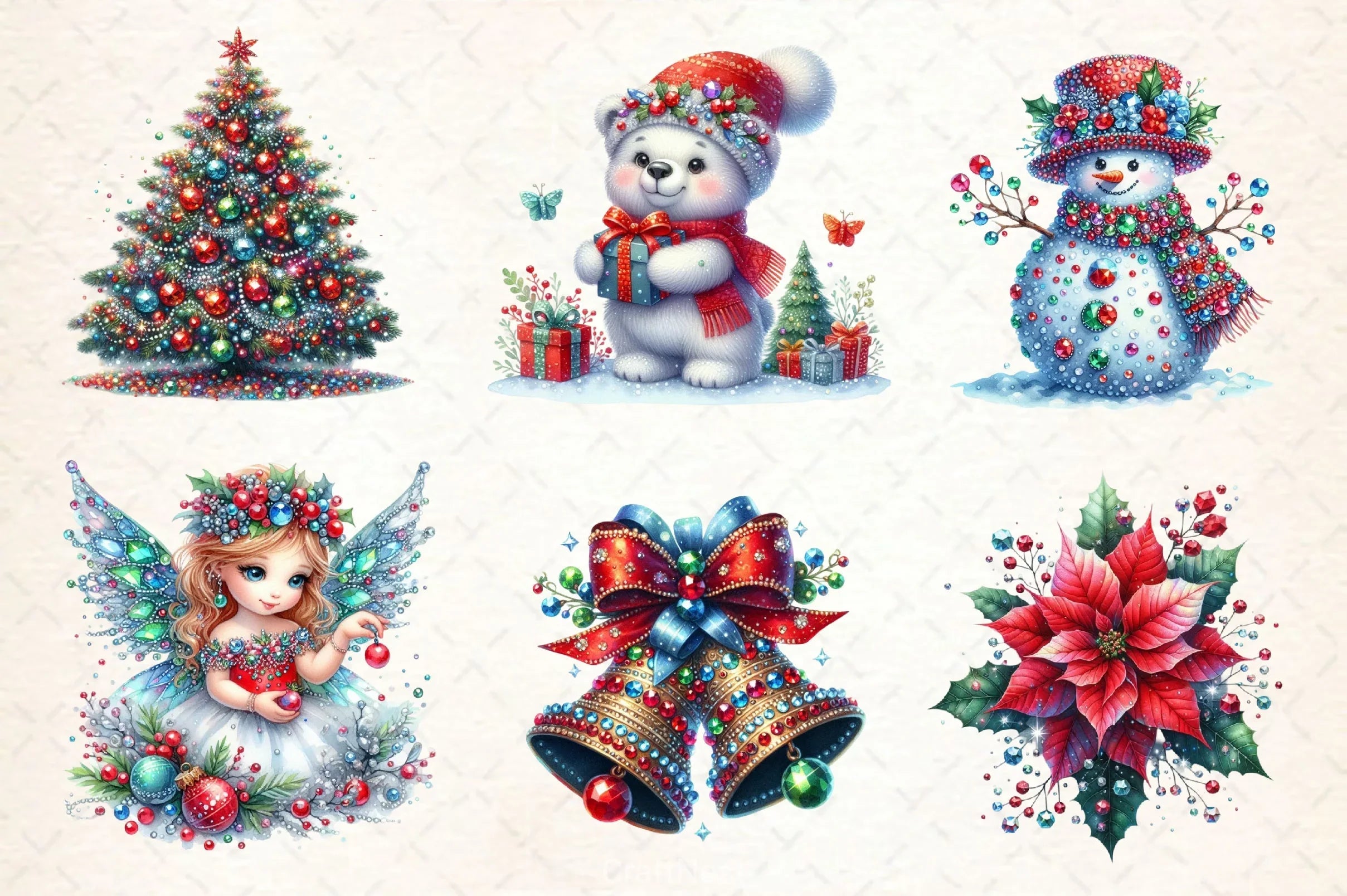 Faux Rhinestones Christmas Clipart Bundle 2 - CraftNest - Digital Crafting and Art