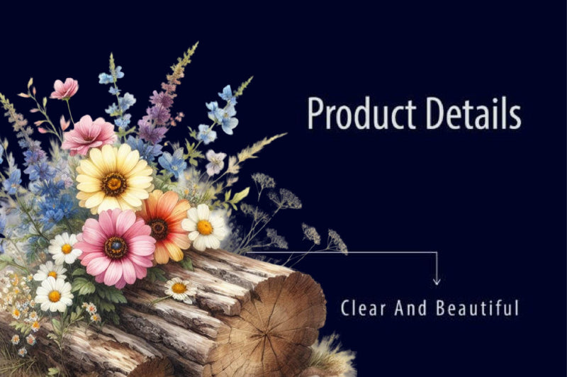 Wildflowers On Log Clipart Bundle - CraftNest - Digital Crafting and Art