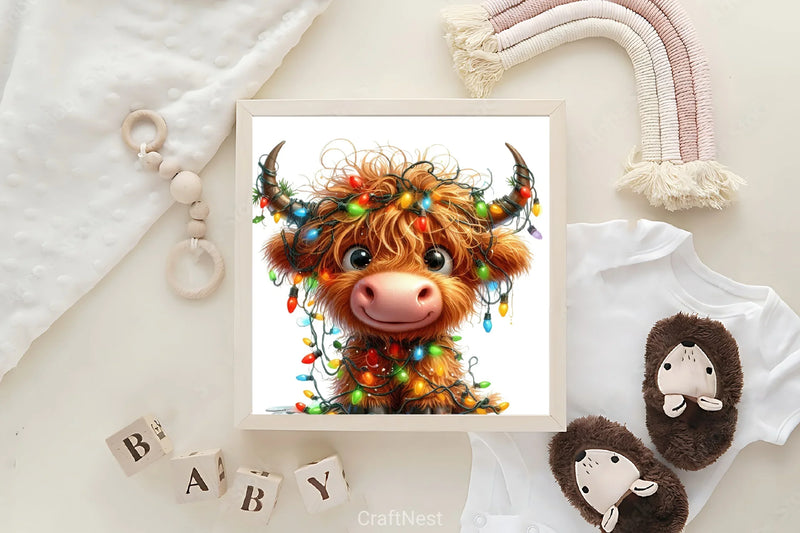 Christmas Highland Cow Clipart Bundle 9 - CraftNest - Digital Crafting and Art