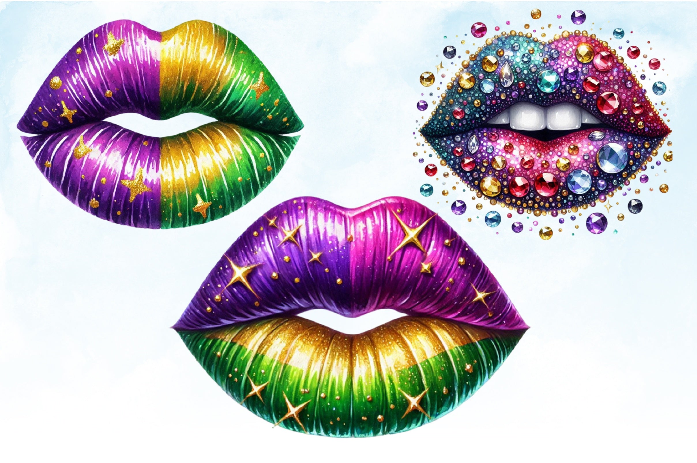 Mardi Gras Lips Clipart Bundle 5 - CraftNest - Digital Crafting and Art