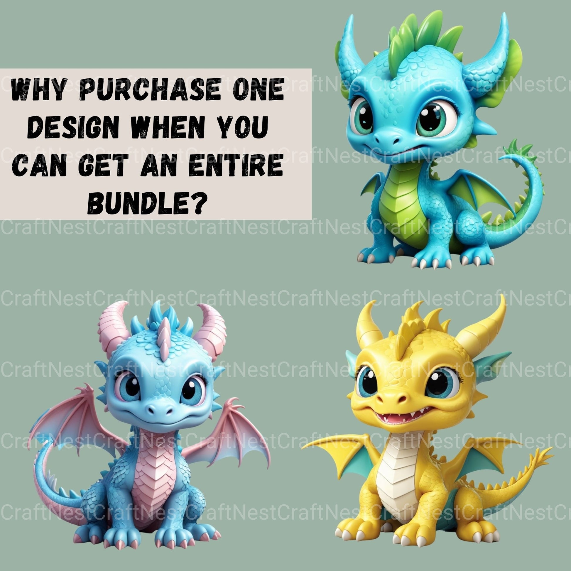 Dragons 3D Clipart Bundle - CraftNest - Digital Crafting and Art
