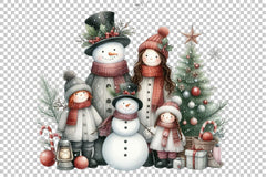Snowman Family Christmas Clipart Bundle - CraftNest - Digital Crafting and Art