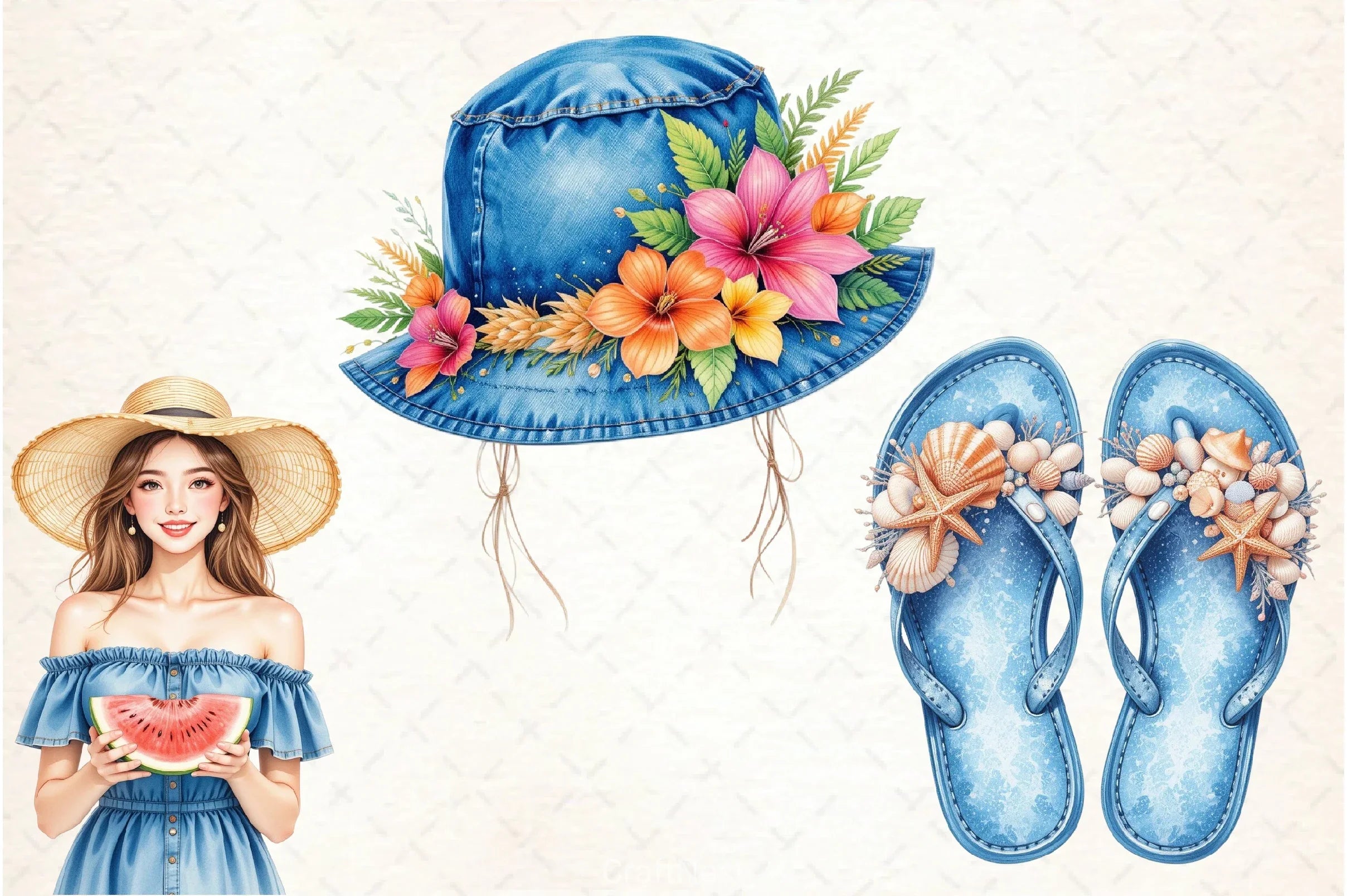 Summer Denim Clipart Bundle 3 - CraftNest - Digital Crafting and Art