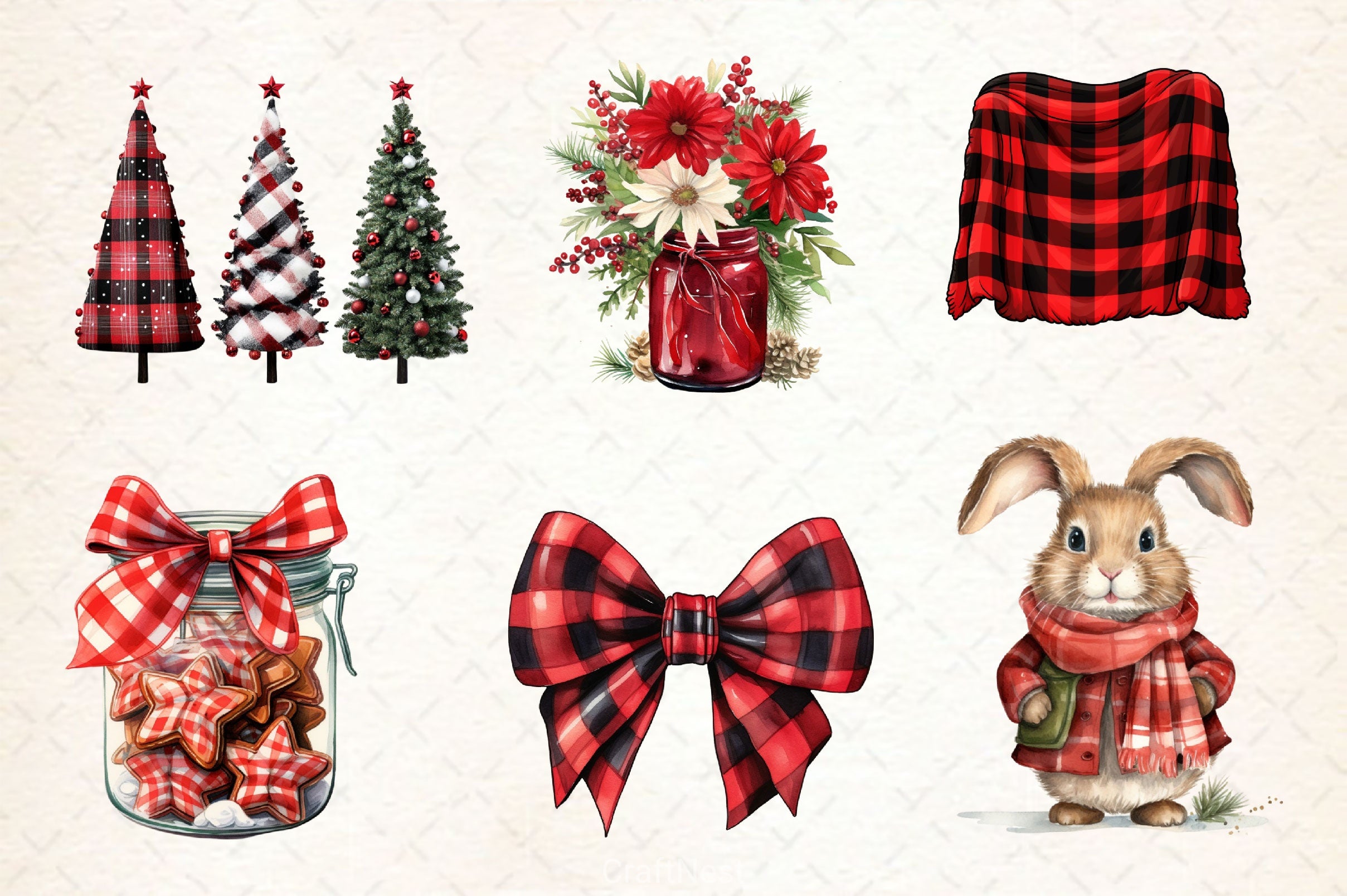 Buffalo Plaid Christmas Clipart Bundle 2 - CraftNest - Digital Crafting and Art
