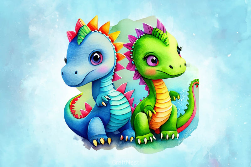 Baby Dinosaur Dragons Clipart Bundle - CraftNest - Digital Crafting and Art
