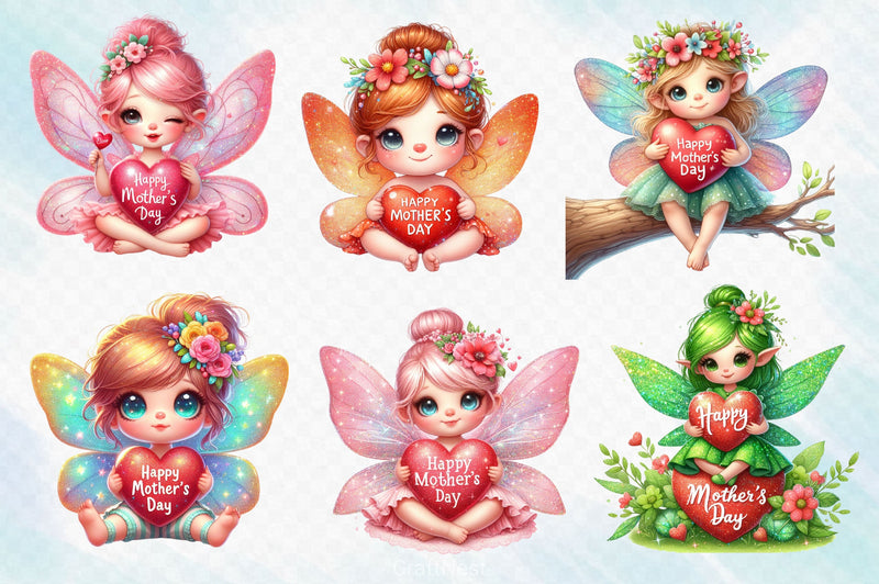 Mothers Day Cute Fairy Clipart Bundle - CraftNest - Digital Crafting and Art