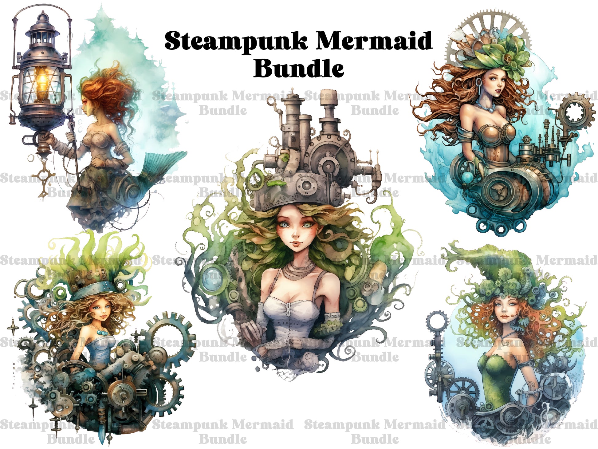 Steampunk Mermaids Clipart - CraftNest