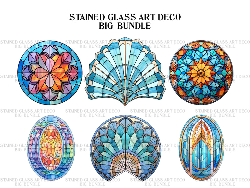 Stained Glass Art Deco Clipart - CraftNest