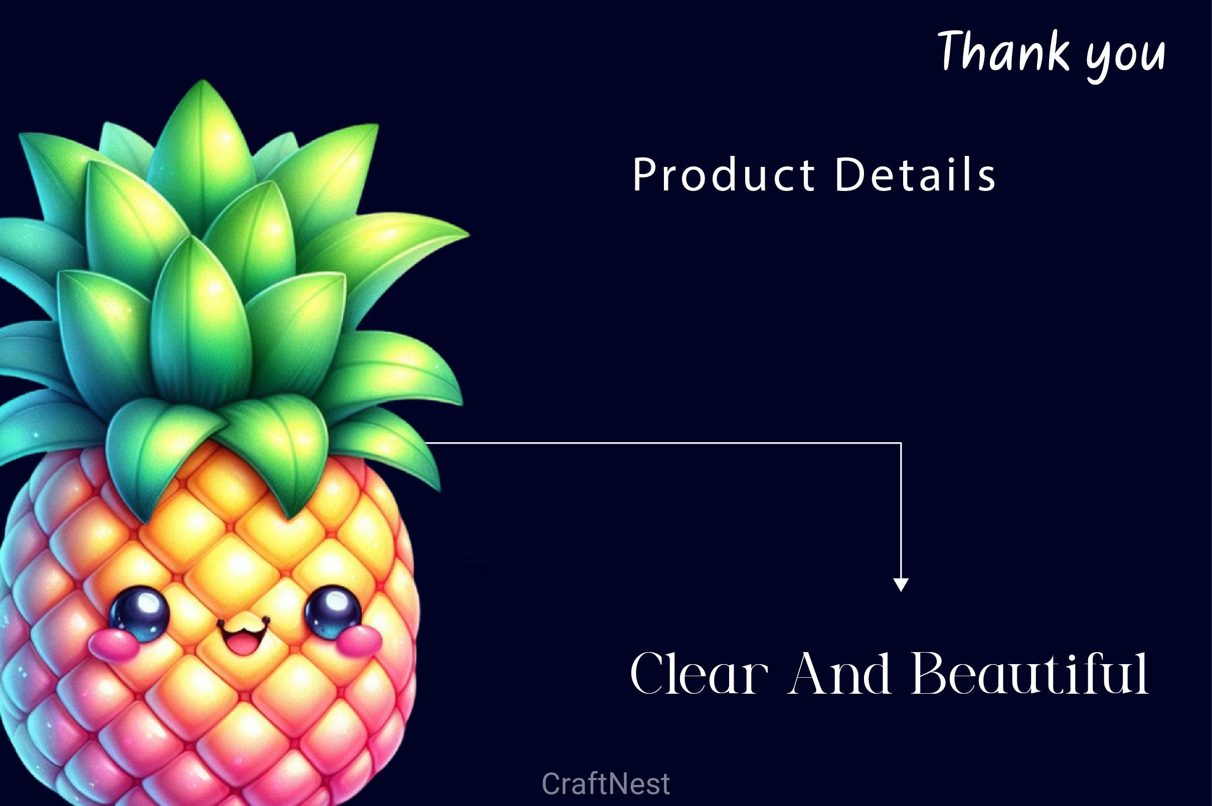 Summer Kawaii Pineapple Clipart Bundle 2 - CraftNest - Digital Crafting and Art
