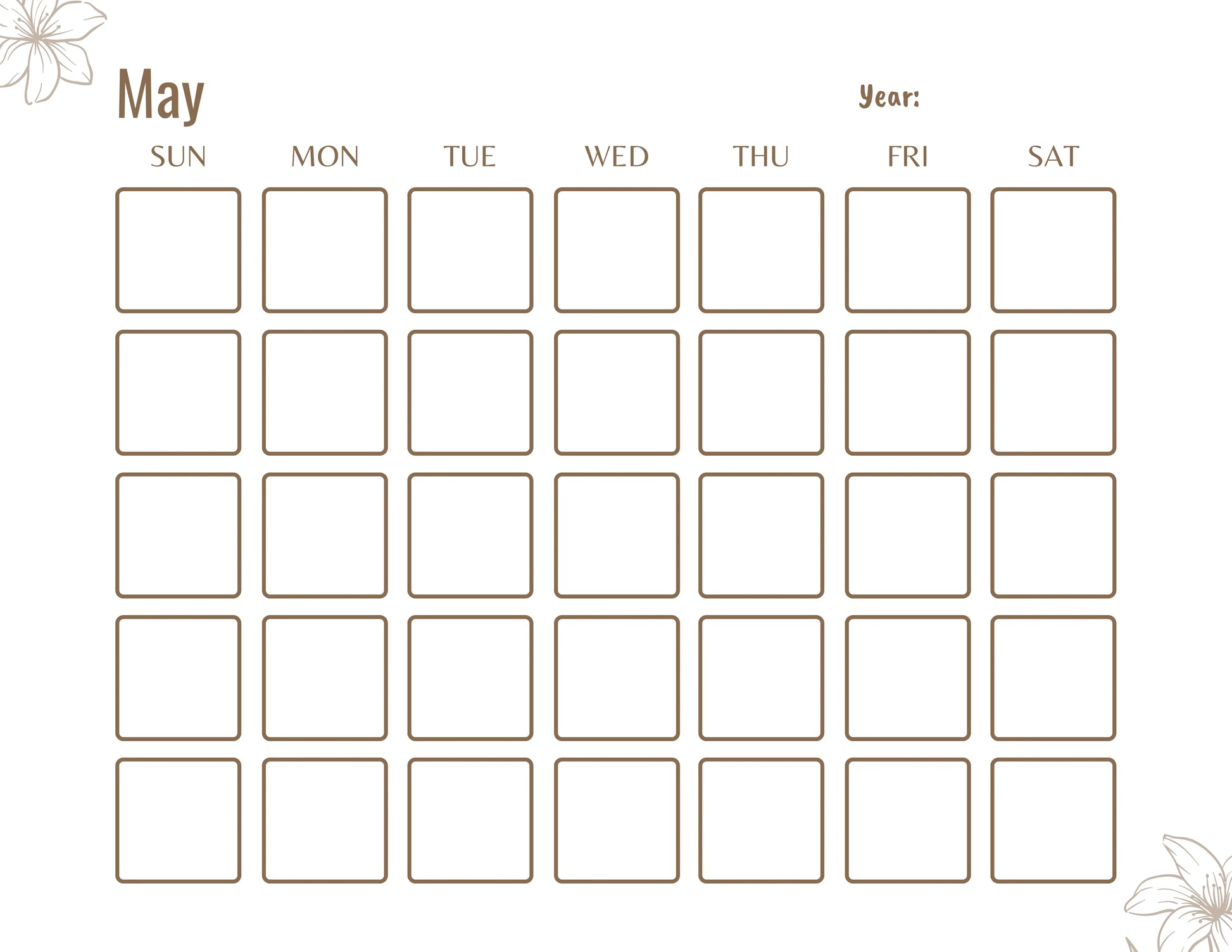 Blank Monthly Calendar KDP Planner - CraftNest - Digital Crafting and Art