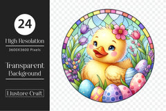 Stained Glass Easter Duck Clipart Bundle - CraftNest - Digital Crafting and Art