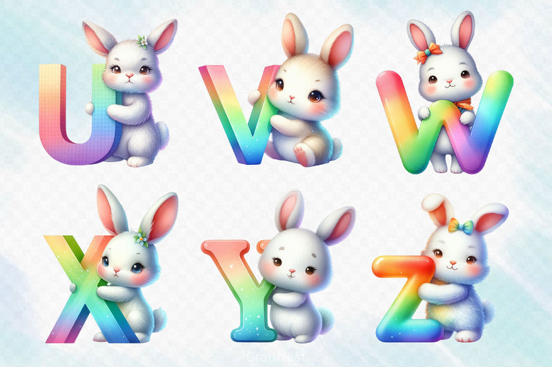 Easter Bunny Alphabet Clipart Bundle 2 - CraftNest - Digital Crafting and Art