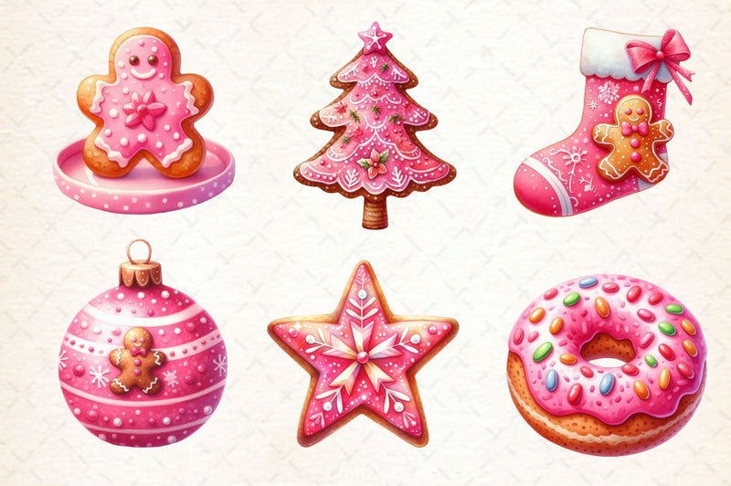 Pink Gingerbread Clipart Bundle - CraftNest - Digital Crafting and Art