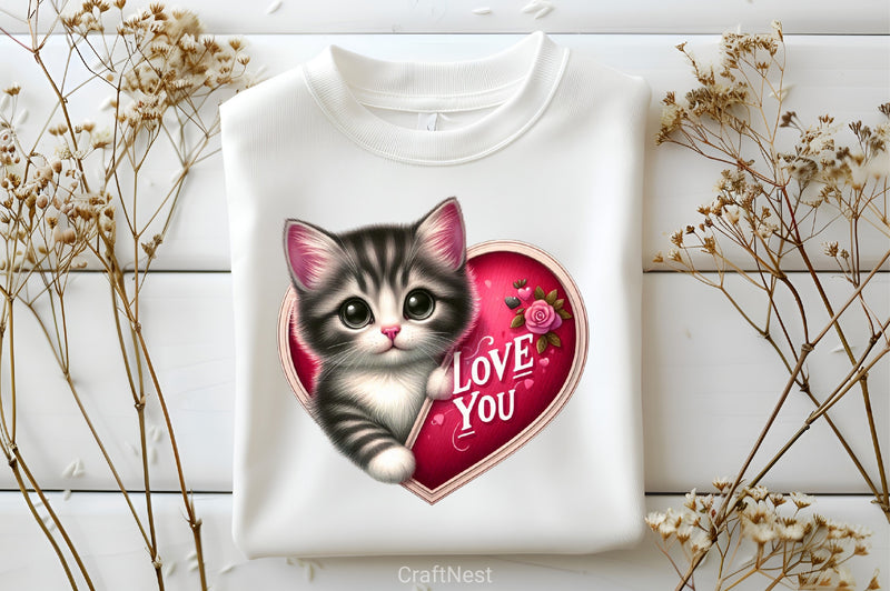 Love You Cat Valentine's Day Clipart Bundle 4 - CraftNest - Digital Crafting and Art