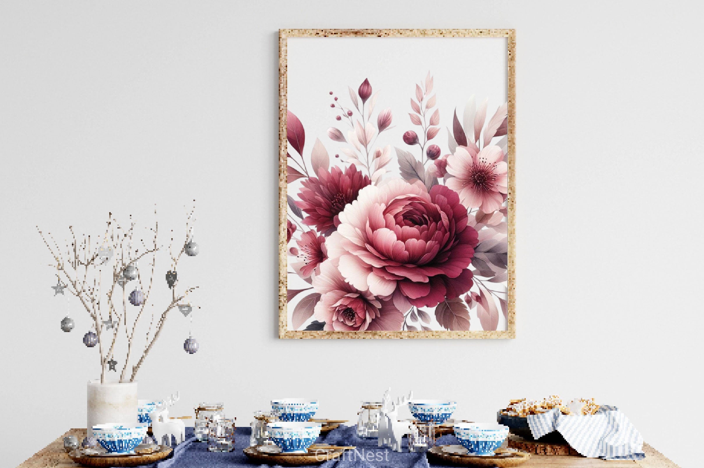 Burgundy Blush Floral Clipart Bundle - CraftNest - Digital Crafting and Art