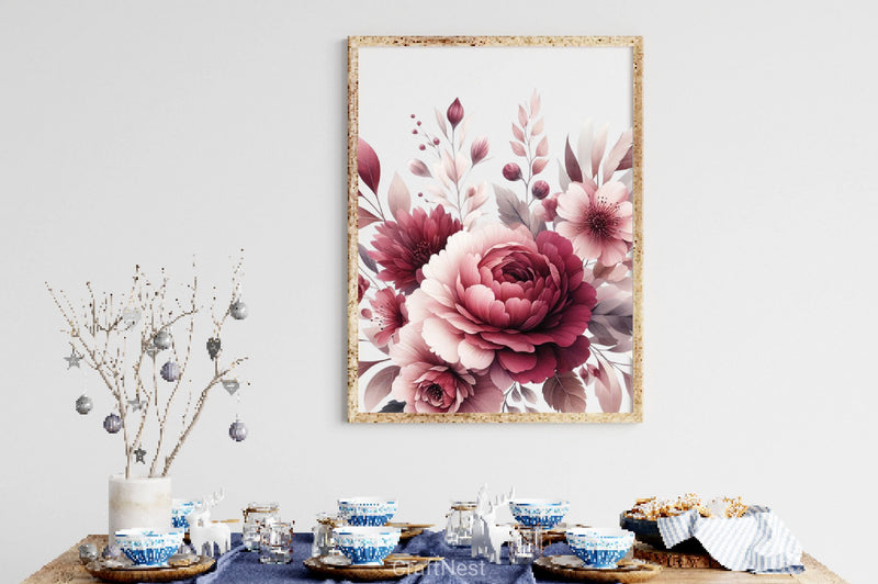 Burgundy Blush Floral Clipart Bundle - CraftNest - Digital Crafting and Art