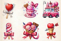 Valentines Ice Cream With Bows Clipart Bundle 2 - CraftNest - Digital Crafting and Art