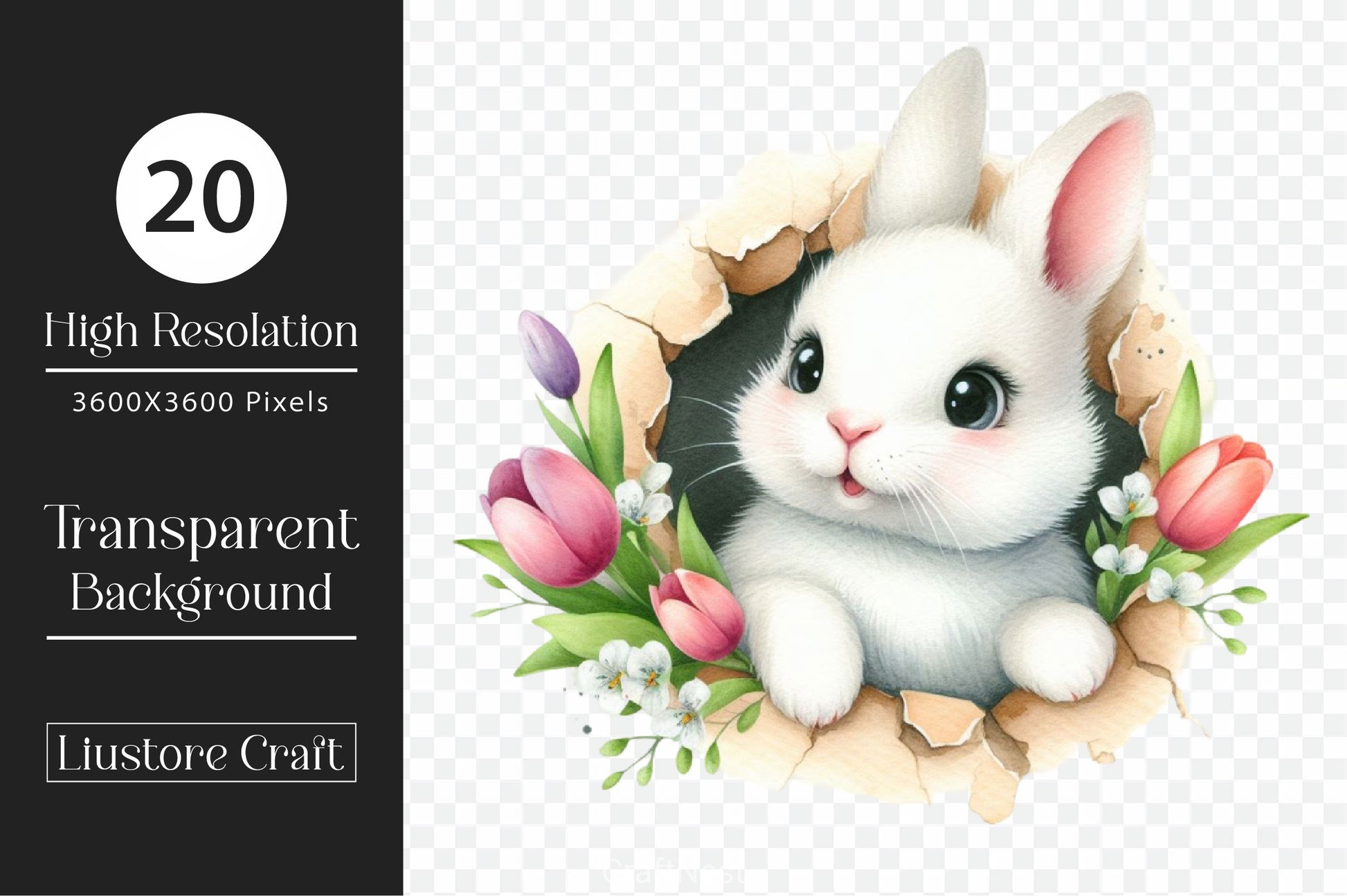 Bunny Peeks Out Of A Hole Clipart Bundle 2 - CraftNest - Digital Crafting and Art