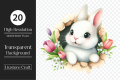 Bunny Peeks Out Of A Hole Clipart Bundle 2 - CraftNest - Digital Crafting and Art