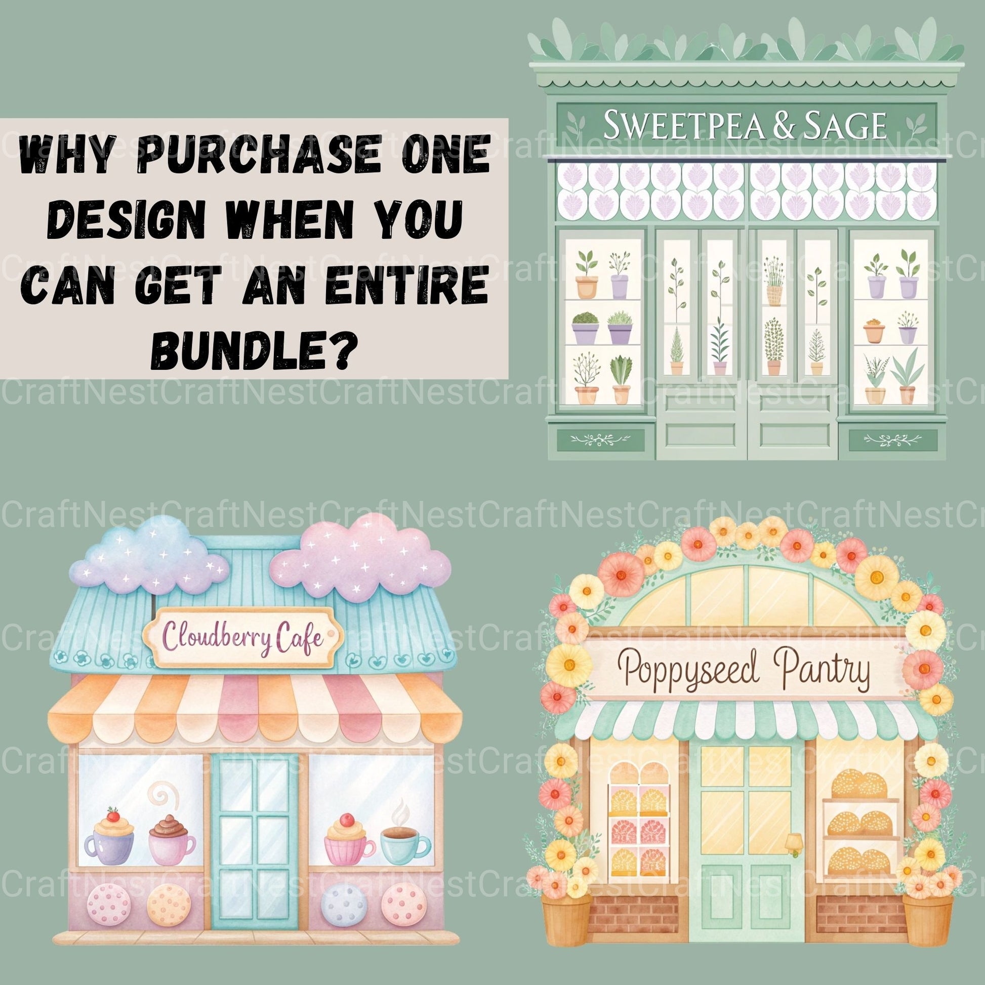 Village Shops Whimsical Clipart Bundle - CraftNest - Digital Crafting and Art