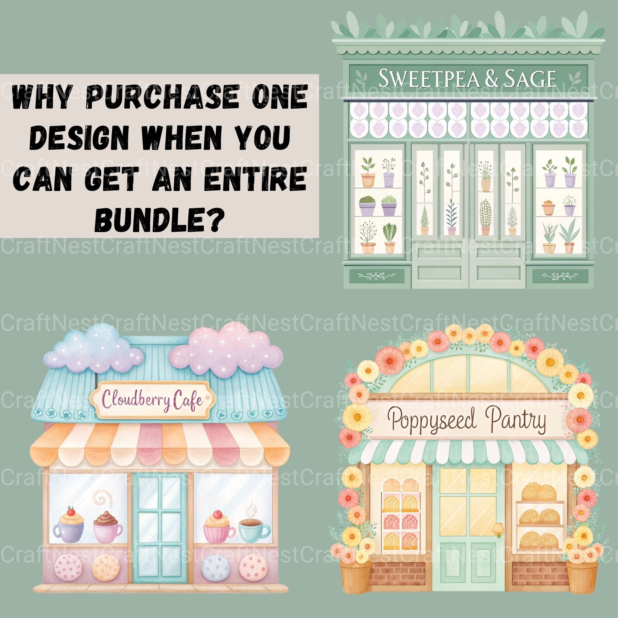 Village Shops Whimsical Clipart Bundle - CraftNest - Digital Crafting and Art