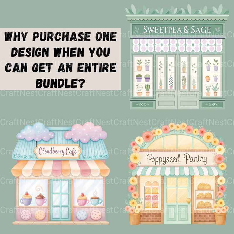 Village Shops Whimsical Clipart Bundle - CraftNest - Digital Crafting and Art