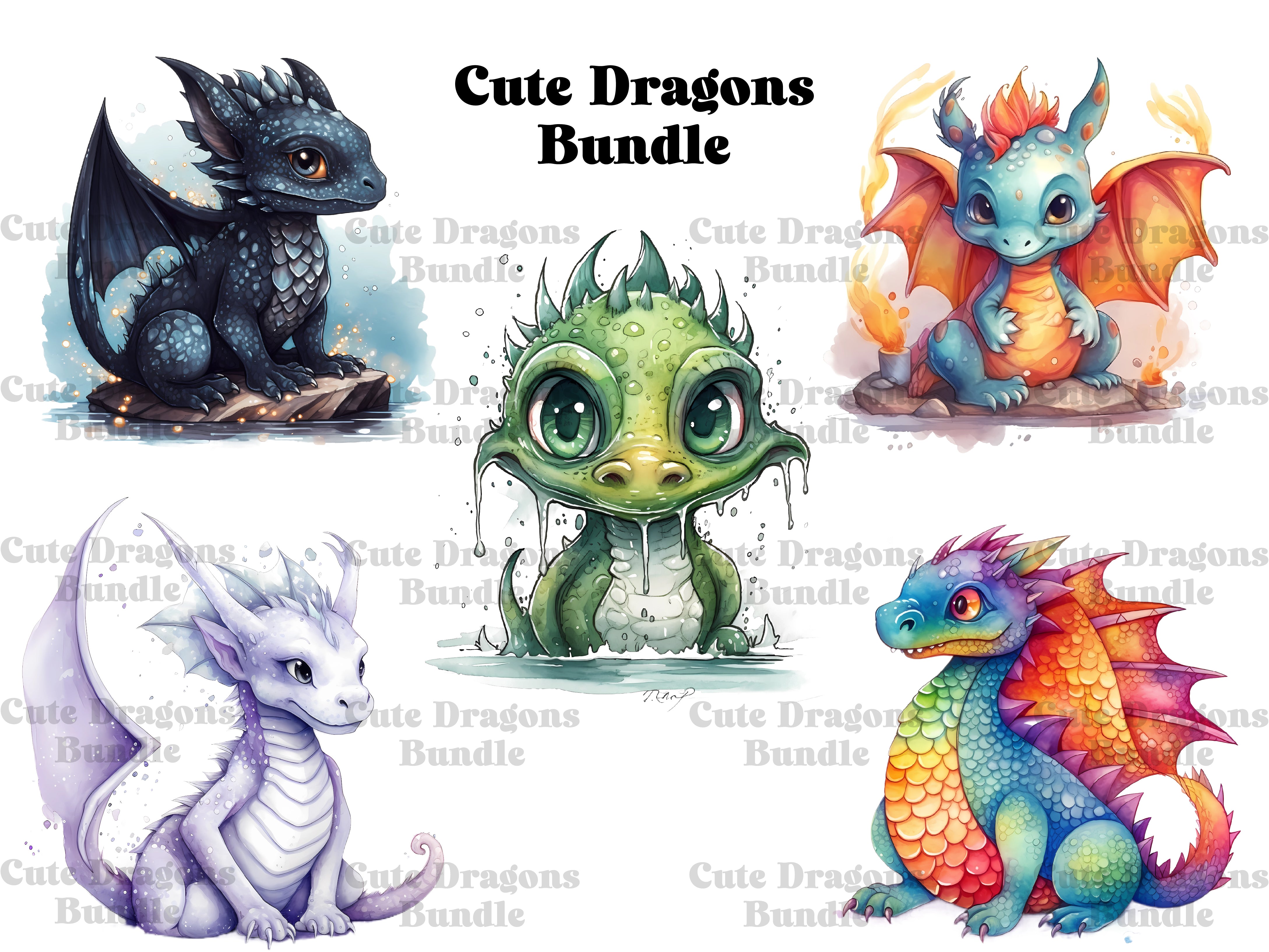 Cute Dragons Clipart - CraftNest