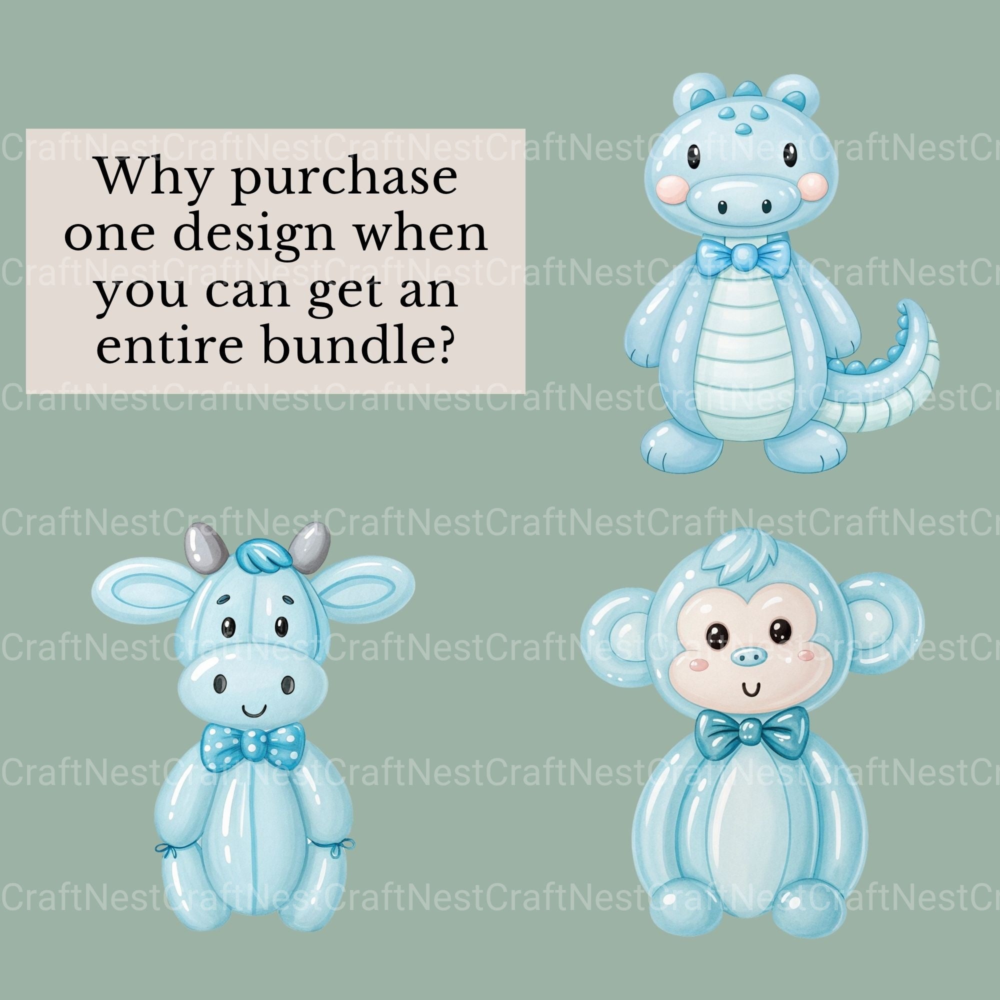 Balloon Animals Blue Clipart Bundle - CraftNest - Digital Crafting and Art
